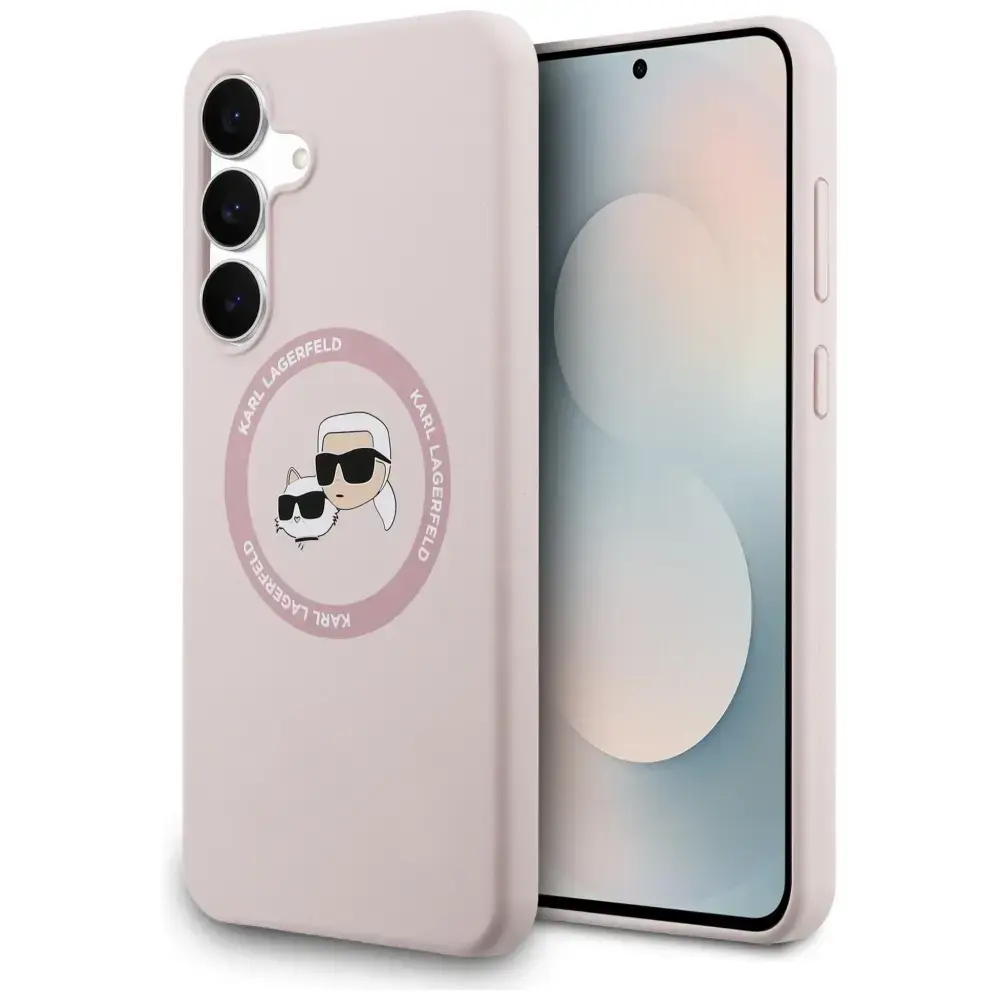 Case Karl Lagerfeld Silicone Karl&Choupette Heads MagSafe for Samsung Galaxy S25 FE pink