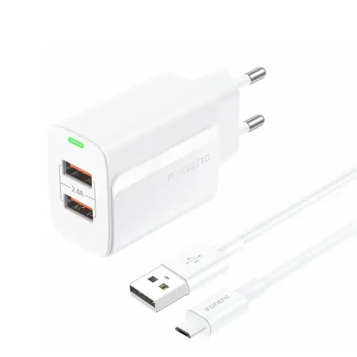 Foneng EU63 travel charger | 12W | USB to Micro USB | with Micro USB cable included | white