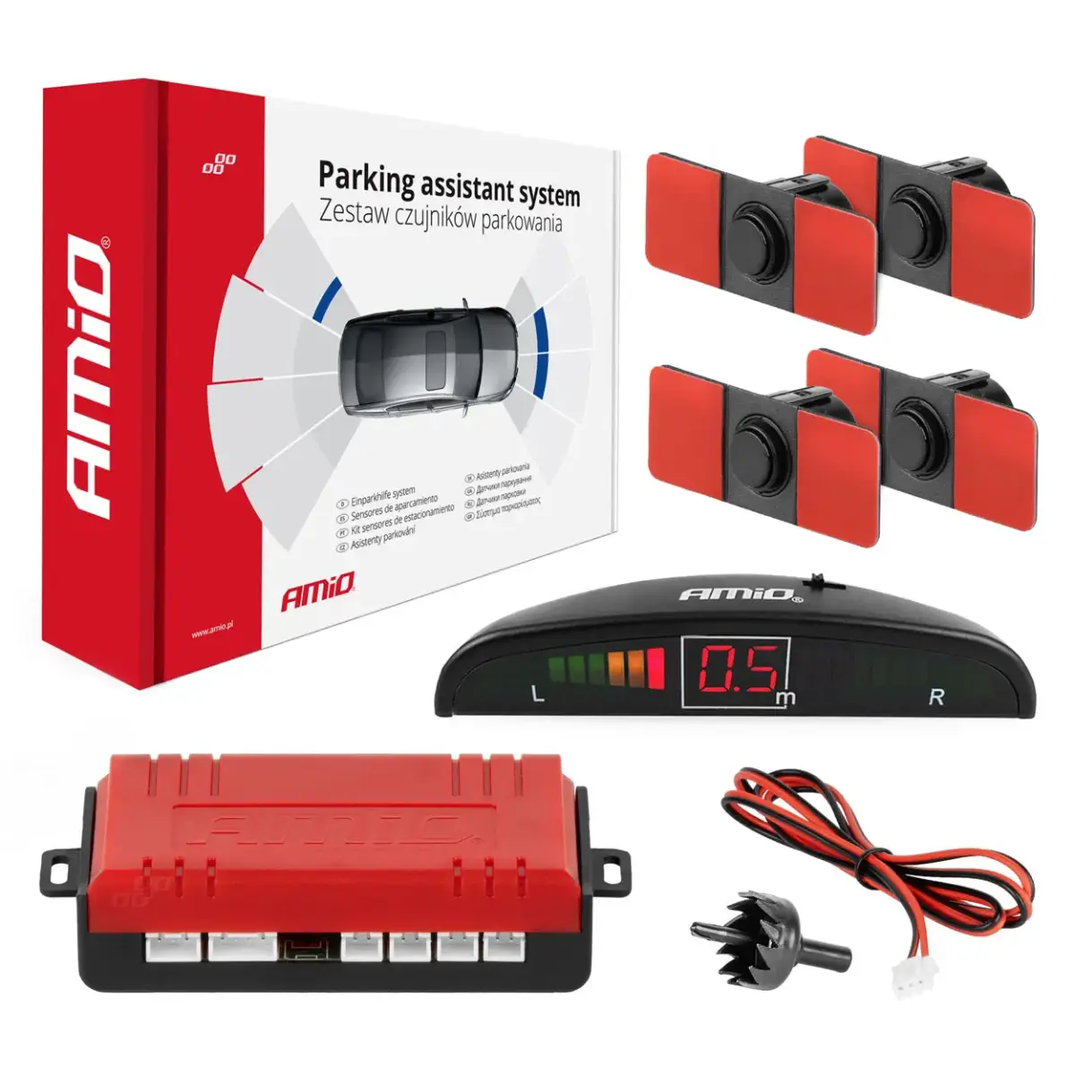 Parking assistant system LED 4 sensor black inside mount 16,5mm