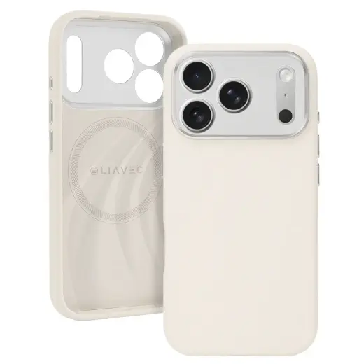 Liavec Silk Shield phone case with MagSafe support for iPhone 17 Pro Max beige