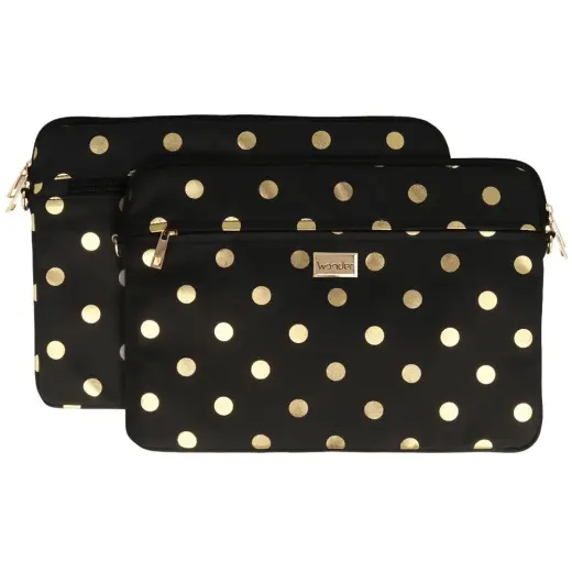Wonder Sleeve Laptop 17 inches gold polka-dot