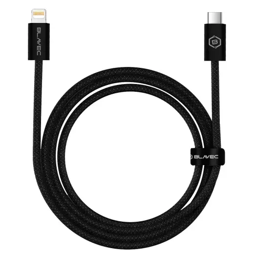 Blavec Cable Candy braided - Type C to Lightning - PD 20W 2,4A 1 metre (CCA-CL24B10) black
