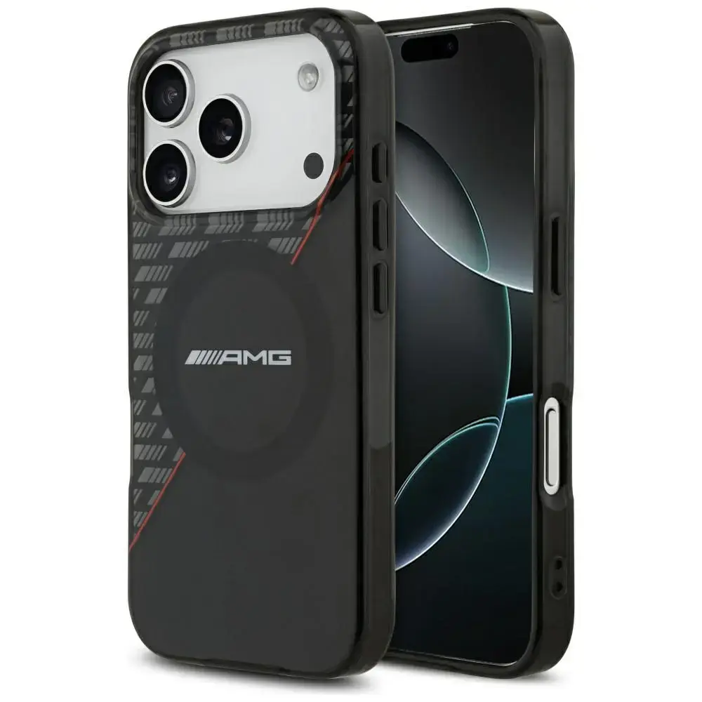 AMG Double Layer clear Rhombs phone case with MagSafe support for iPhone 17 Pro black-red