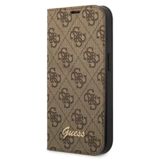 Guess GUBKP14XHG4SHW iPhone 14 Pro Max 6,7" brązowy|brown book 4G Vintage Gold Logo