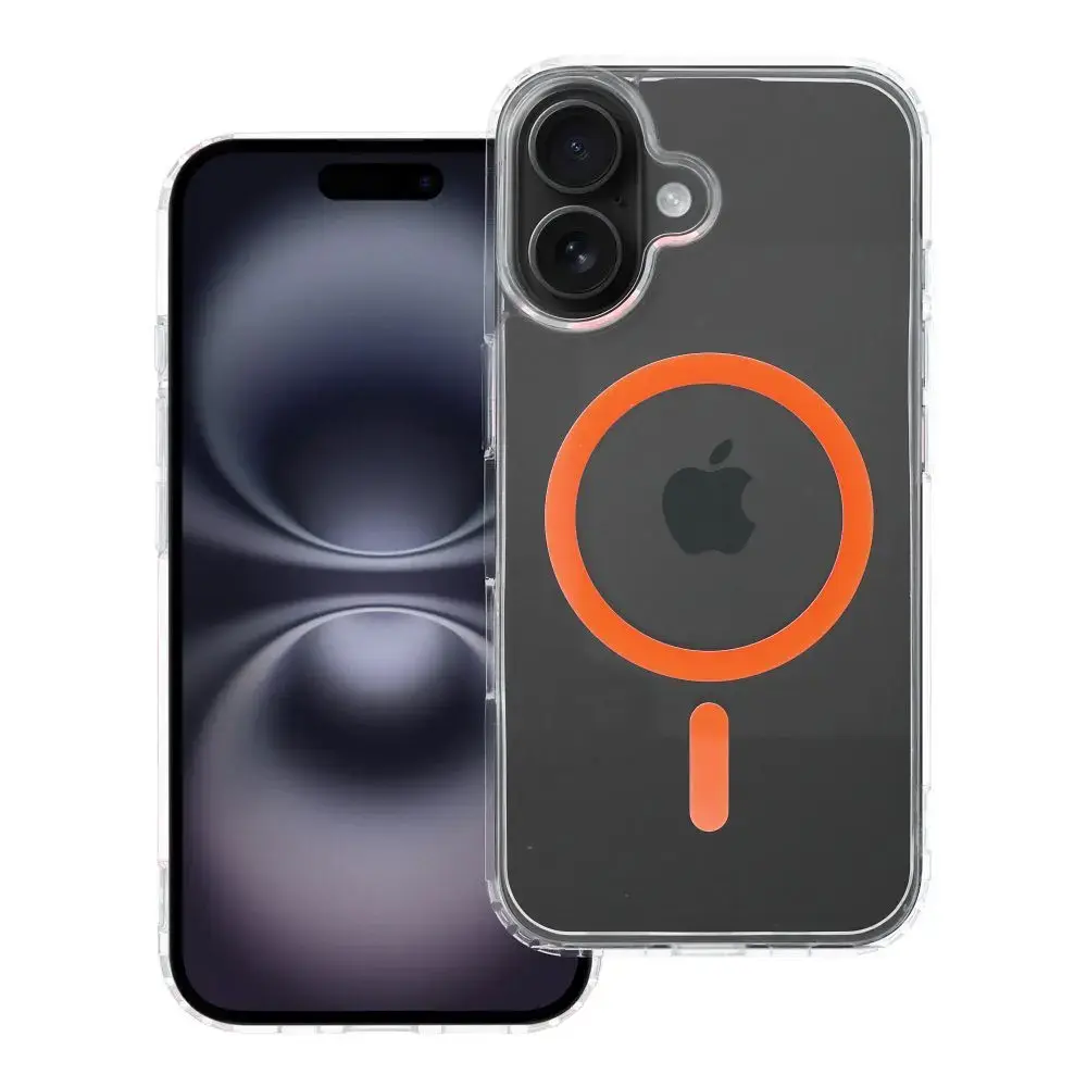 Case for iPhone 16 Drop Glue Colorful Ring Mag Cover compatible with MagSafe orange