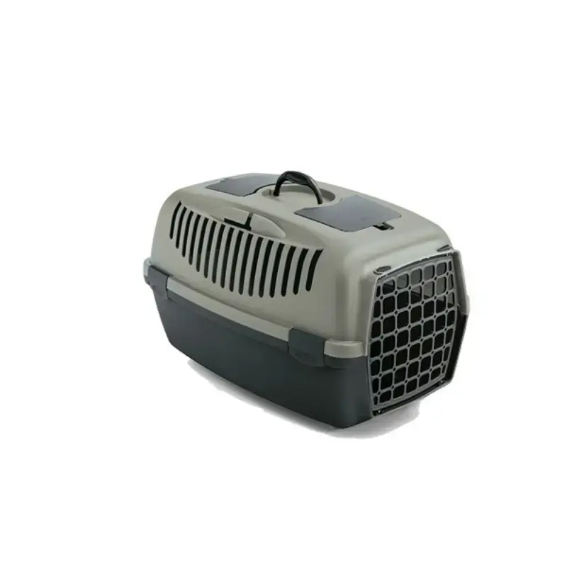 Transportēšanas būris Gulliver 2 ar plastmasas durvīm 55x36x35cm pelēks|zaļš