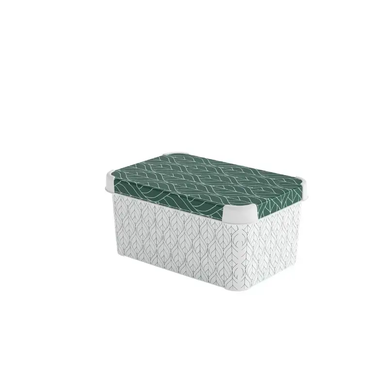 Коробка с крышкой Deco Stockholm S 29,5x19,5x13,5 см Зелёные листья