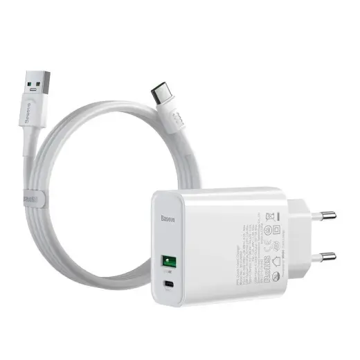 Baseus Speed PPS VOOC TZCCFS-H02 travel charger USB | USB-C | 4.5A | QC 4.0 | PD 3.0 white