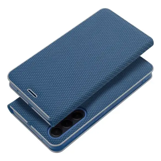 LUNA Book Carbon knyginio tipo telefono dėklas Samsung Galaxy A32 5G (A326) mėlynas