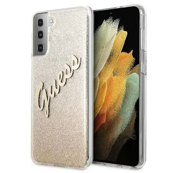 Guess GUHCS21MPCUGLSGO S21+ G996 złoty|gold hardcase Glitter Gradient Script