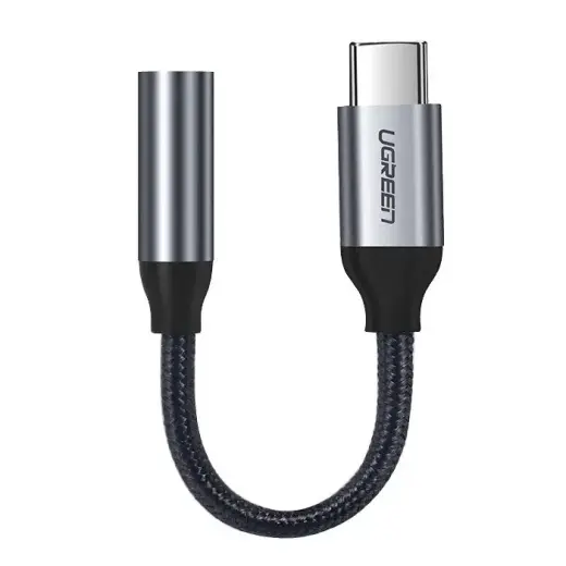 Ugreen 3,5 mm mini jack uz USB Type C austiņu adapteris 10cm pelēks (30632)