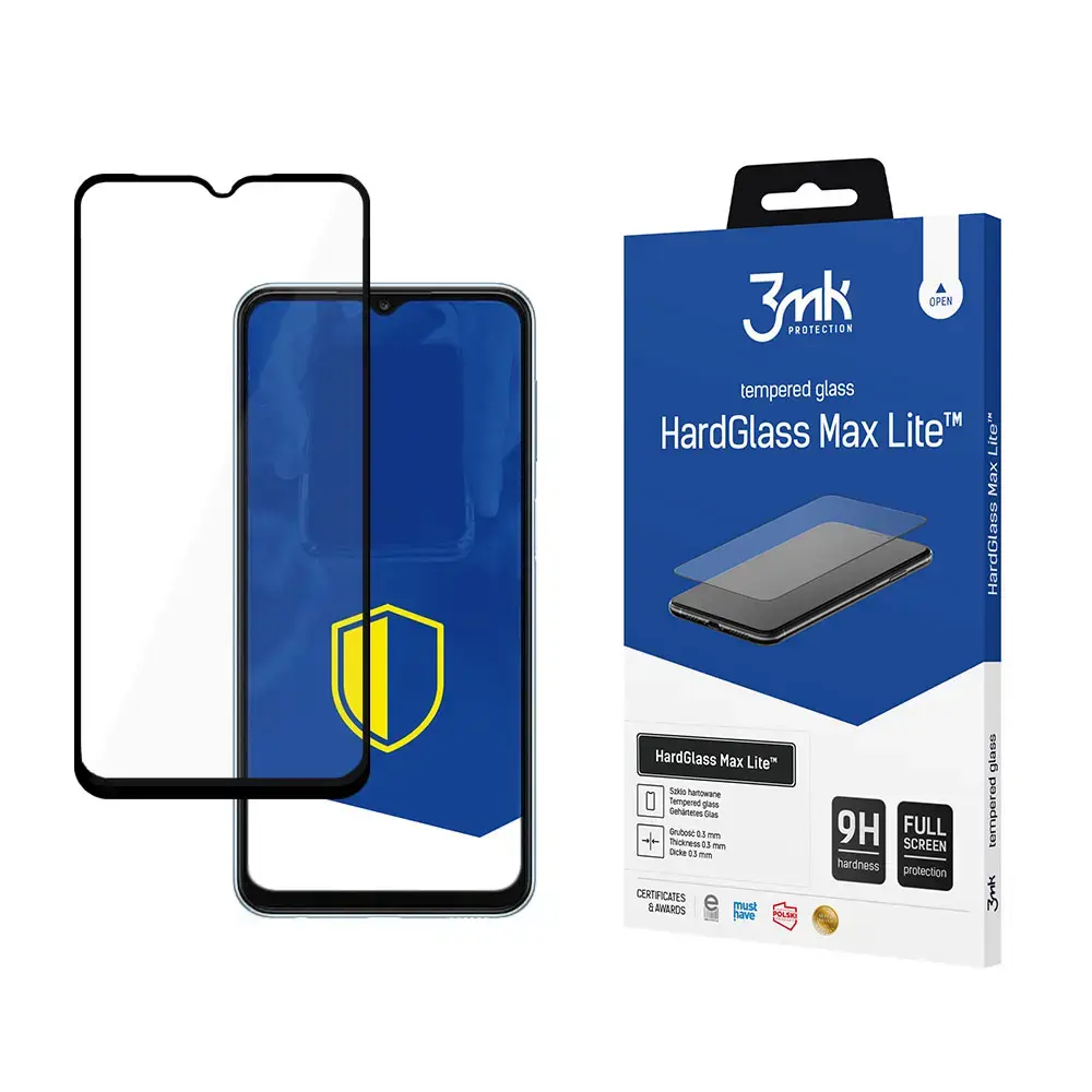 3mk HardGlass Max Lite™ aizsargstikls telefona ekrānam Samsung Galaxy A23 (A235) ar uzstādīšanas rāmi