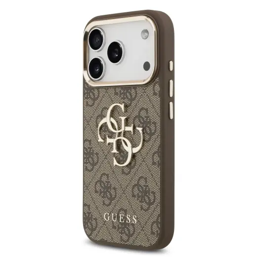 Guess 4G Metal Logo maciņš telefonam iPhone 17 Pro brūns