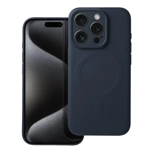 Silicone Mag Cover maciņš ar MagSafe atbalstu telefonam iPhone 15 Pro zils