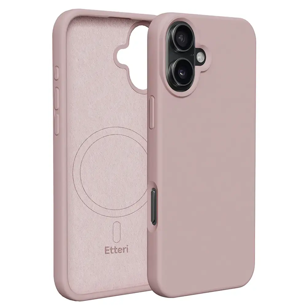 Etteri Silicone maciņš ar MagSafe atbalstu telefonam iPhone 16 rozā