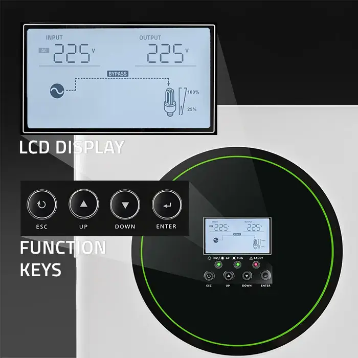 Qoltec Hybrid Solar Inverter Off-Grid 3500W | 100A | 24V| MPPT | BMS |  AGM GEL LiFePO4 | Wi-Fi option | Sinus | Power factor 1.0