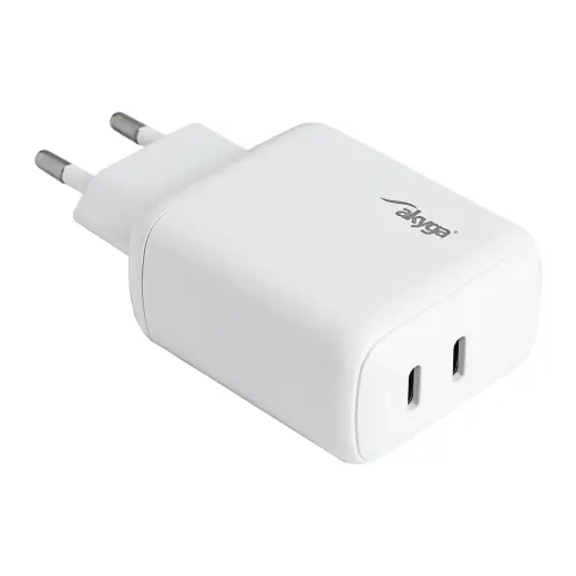 Wall charger Akyga AK-CH-19 40W 2x USB-C 20W PD Quick Charge 3.0 5-12V | 1.67-3A white