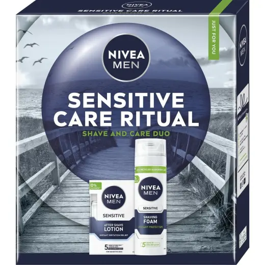 NIVEA, Set Regalo Bellezza, Box Lotion Sensitive Geschenkset Für Herren (Set per La Cura Del Corpo)