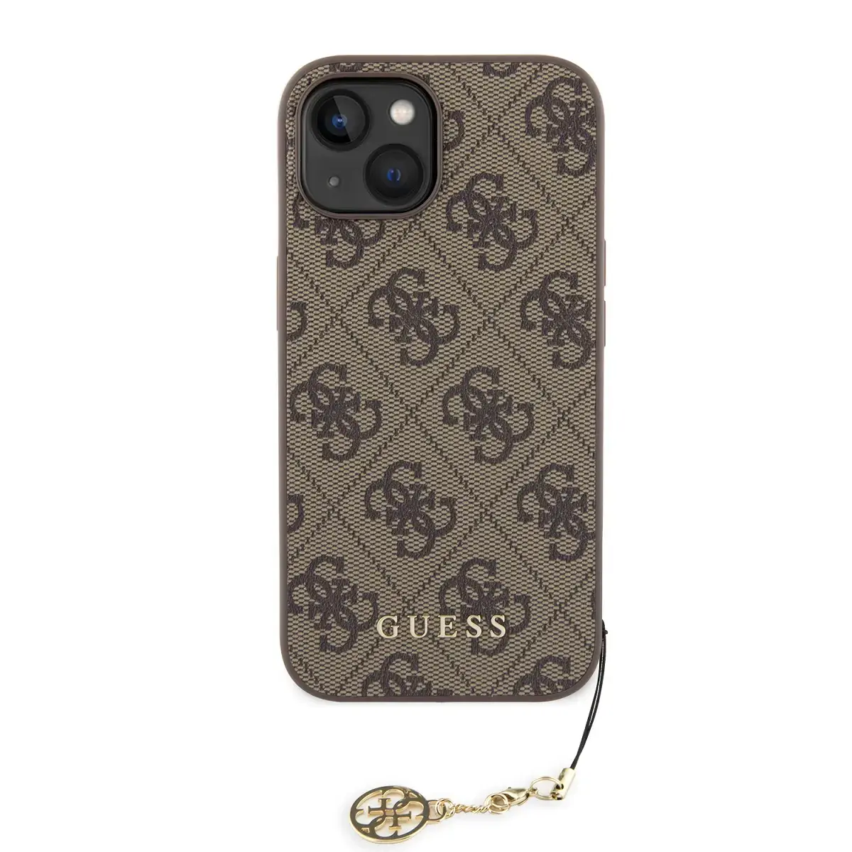 Guess 4G Charm Case for iPhone 15 Tone on Tone Brown