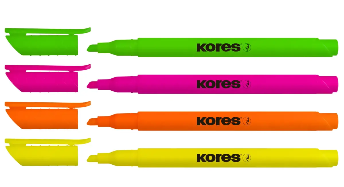 Teksta marķieris KORES HIGH LINER FINE 4 krāsu komplekts