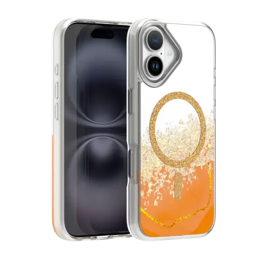 Epoxy Mag telefono dėklas su MagSafe palaikymu iPhone 16 oranžinis