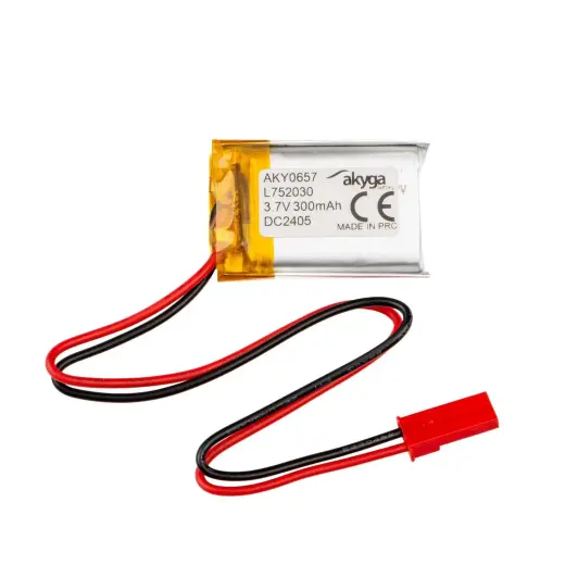 Lithium Polymer Battery Akyga AKY0657 LP752030 Li-Po 3.7V|300mAh PCM JST 2.54 2-Pin Connector 150mm