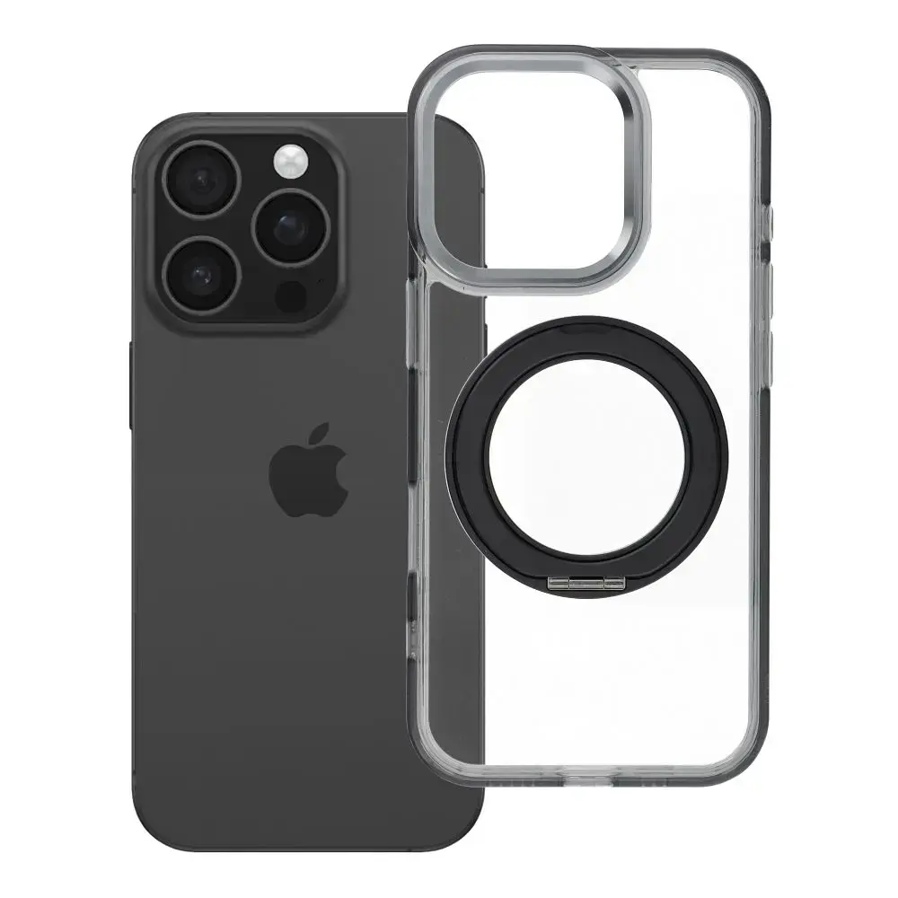 Case for iPhone 16 PRO Frame Circle Stand compatible with MagSafe black