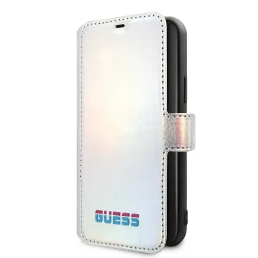 Guess GUHCN58IGLBK Iridescent Cover Чехол Книжка для Apple iPhone 11 Pro Серебряный