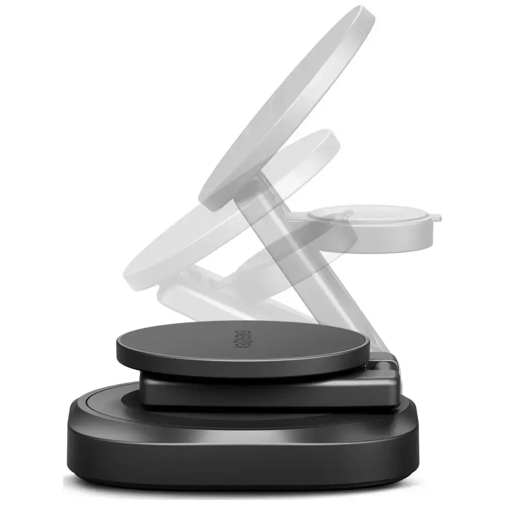 ENERGEA Alumag GYRO 360 bezvadu lādētājs | Qi 2.2 | Saderīgs ar MagSafe | 25W | pelēks