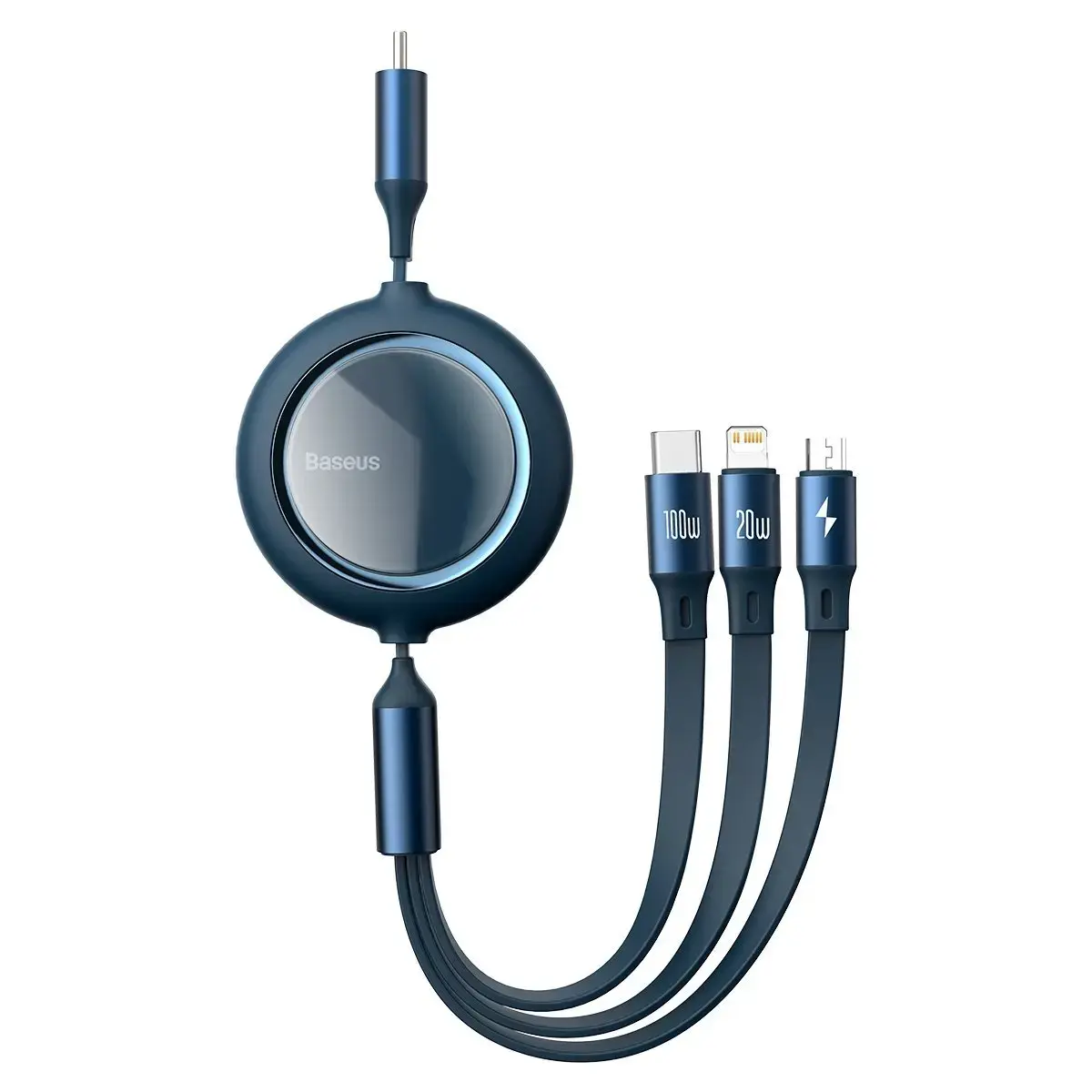 USB cable 3in1 Baseus Bright Mirror, USB to micro USB | USB-C | Lightning, 100W, 1.2m (blue)