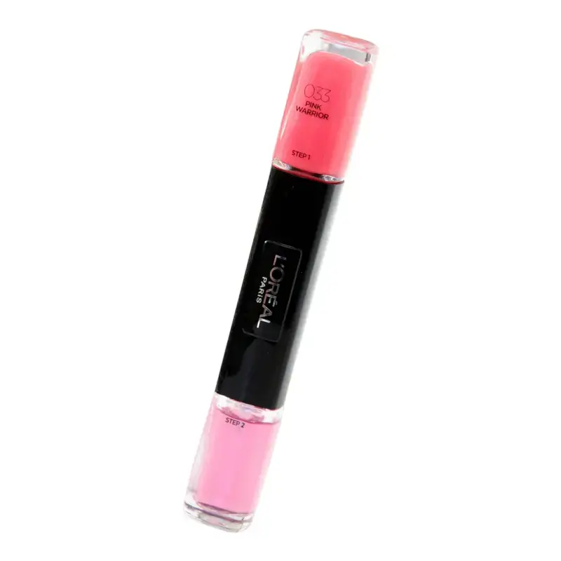 L'Oreal Paris, Infallible, Nail Polish 2-In-1, 033, Pink Warrior, 2 x, 5 ml