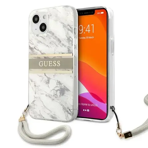 GUHCP13MKMABGR Guess TPU Marble Stripe Case for iPhone 13 Grey