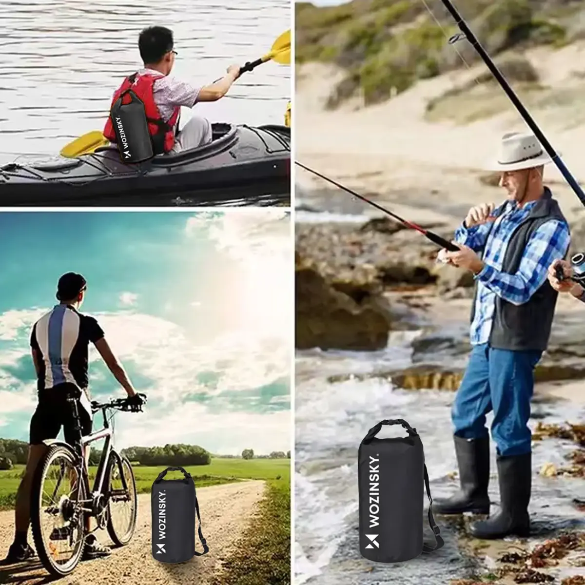 Wozinsky WWK-20 waterproof bag for sup kayak 20l - black