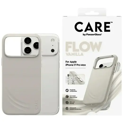 CARE by PanzerGlass FLOW telefoni ümbris MagSafe toega iPhone 17 Pro Max beež