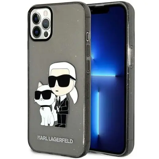 Karl Lagerfeld KLHCP12MHNKCTGK iPhone 12 |12 Pro 6,1" czarny|black hardcase Gliter Karl&Choupette