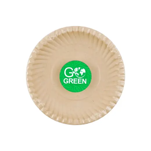 Тарелки из сахарного тростника компостируемые с рисунком Go Green Ø15см 10 шт. / 0,08 кг