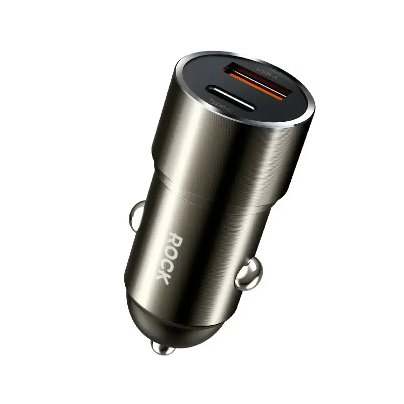 Rock car charger | 15W | USB-A, USB-C | dark grey