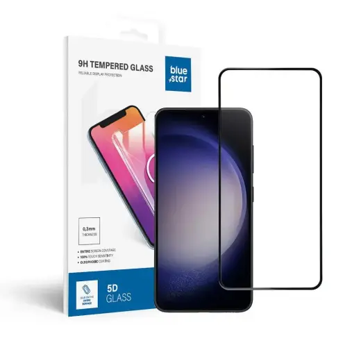 Tempered glass to Samsung Galaxy S23 (full glue / case friendly) Blue Star 5D black