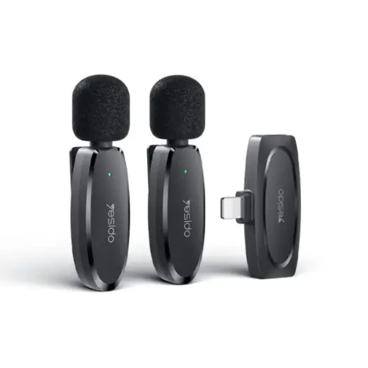 YESIDO KR14 MICROPHONE MEMS 2PCS WITH CLIP LIGHTNING WIRELESS 2,4GHz BLACK
