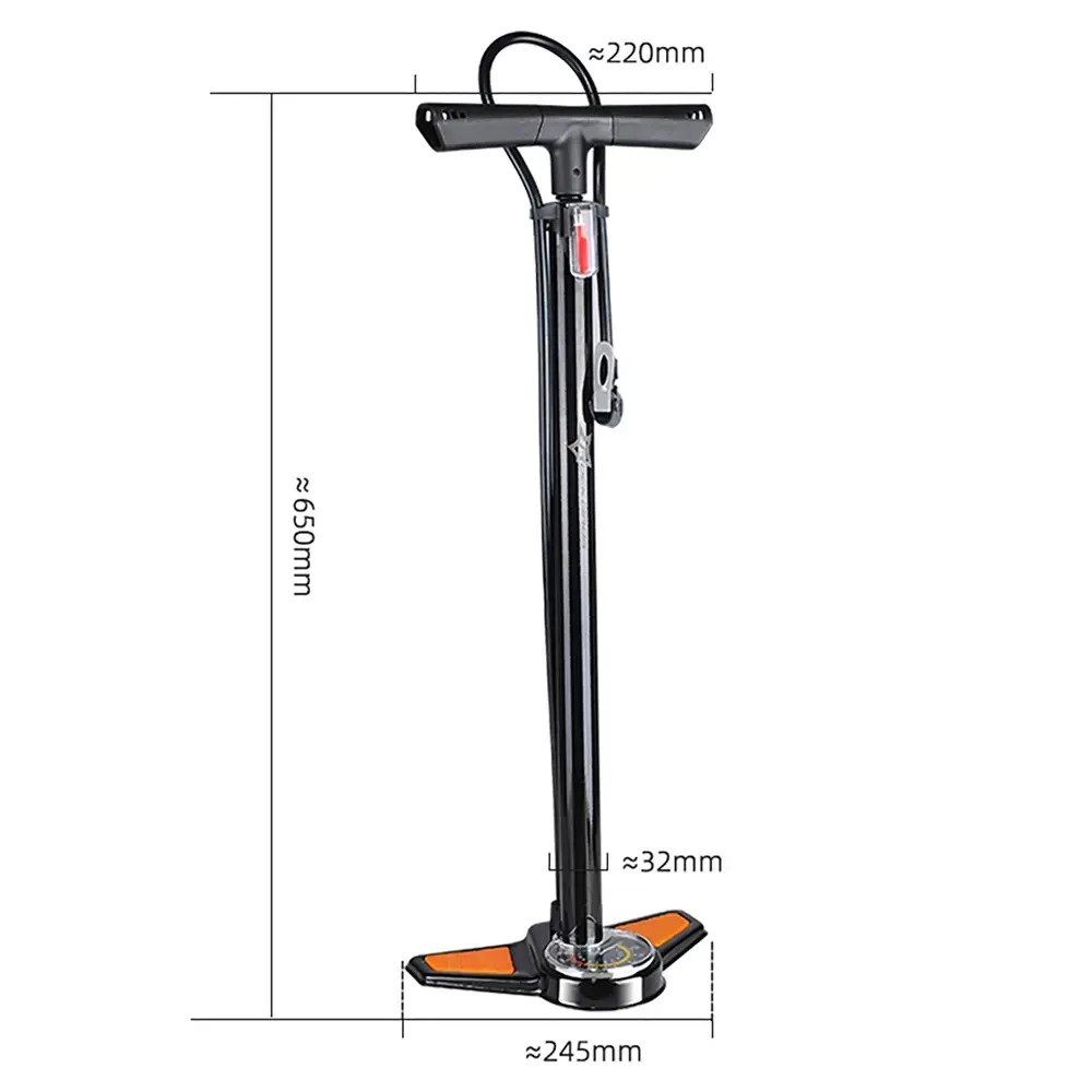 Rockbros GP6532B Floor Pump with Pressure Gauge - Black and Orange