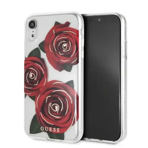 Guess GUHCI61ROSTR iPhone Xr transparent hard case Flower Desire red roses