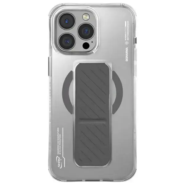 Skinarma case Axon iPhone 16 Pro 6.3" Magnetic Charging + Grip Stand titanium