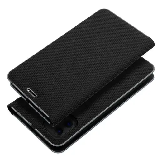 LUNA Book Carbon knyginio tipo telefono dėklas iPhone 12 | iPhone 12 Pro juodas
