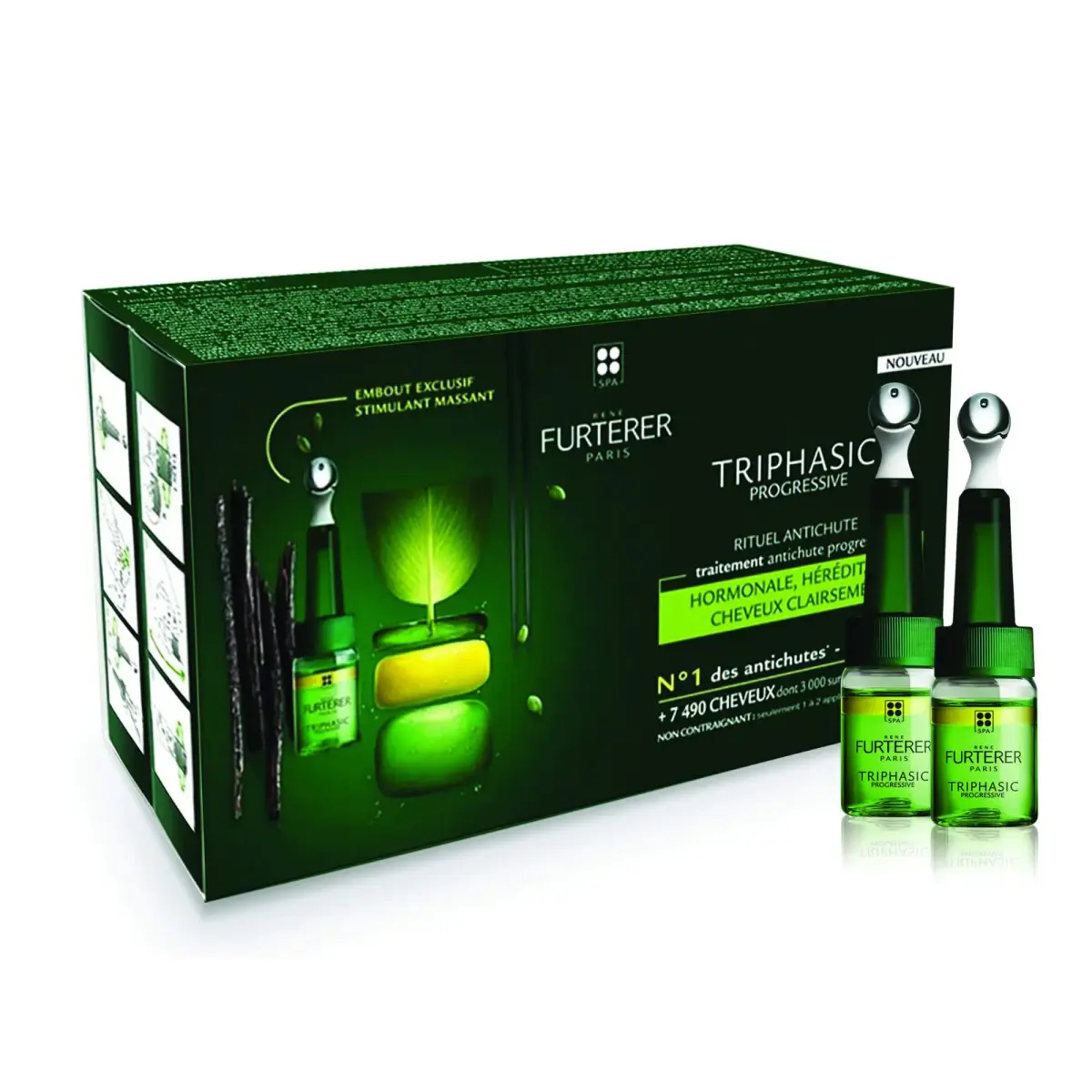 Set, Rene Furterer, Triphasic Progressive, Leave In Scalp Treatment Serum, Anti-Hair Loss, 16 pcs, 5.5 ml