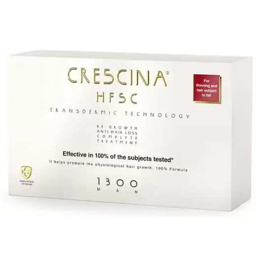 Labo, Crescina, Transdermic HFSC 1300, For Growth Stimulation, Ampoules Treatment Serum, For Scalp, For Men, 10 +10 pcs, 3.5 ml