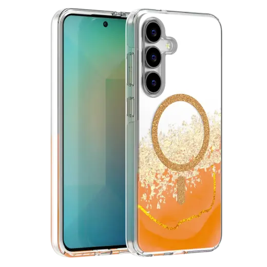 Epoxy Mag maciņš ar MagSafe atbalstu telefonam Samsung Galaxy S25 FE (S731) oranžs
