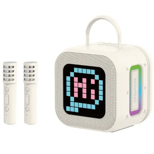 Blavec Portable Bluetooth Speaker WS-09 Karaoke Fun - 10W with 2 microphones and display (WS09-2MBE) beige