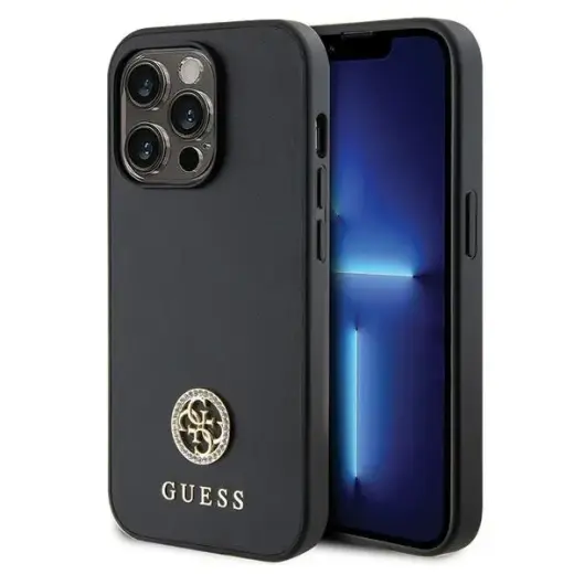 Guess GUHCP14LPS4DGPK iPhone 14 Pro 6.1"  czarny|black hardcase Strass Metal Logo