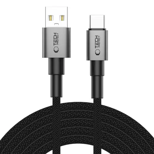 Tech-Protect Ultraboost DNA datu pārraides un uzlādes vads | USB-A uz USB-C | 15W | 3m | pelēks