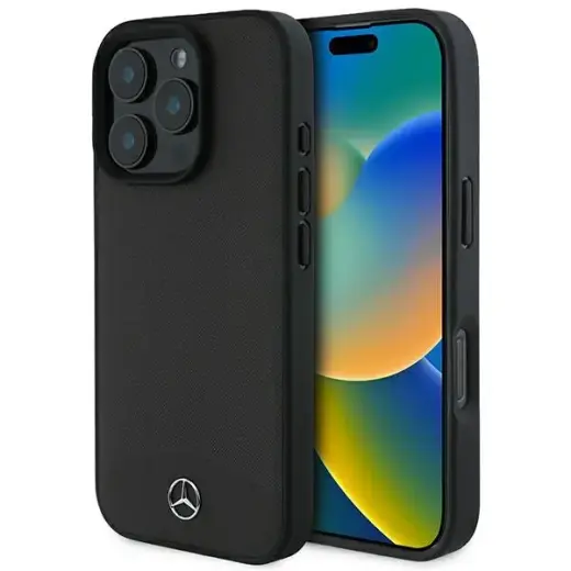 Mercedes MEHMP16L23RBARK iPhone 16 Pro 6.3" czarny|black hardcase Textured And Plain Leather MagSafe